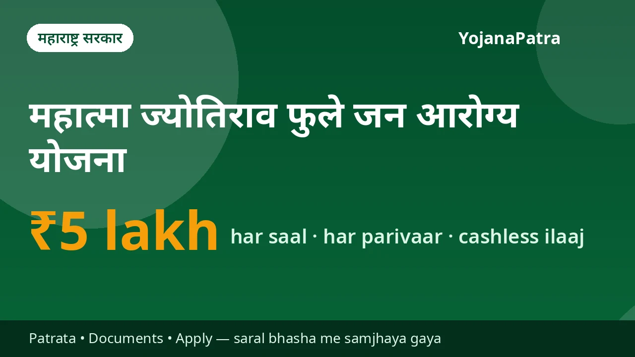 MJPJAY — Har parivaar ko saalana ₹5 lakh tak cashless muft ilaaj — Ayushman PM-JAY ke saath ekikrit, Maharashtra ke sabhi parivaaron ke liye